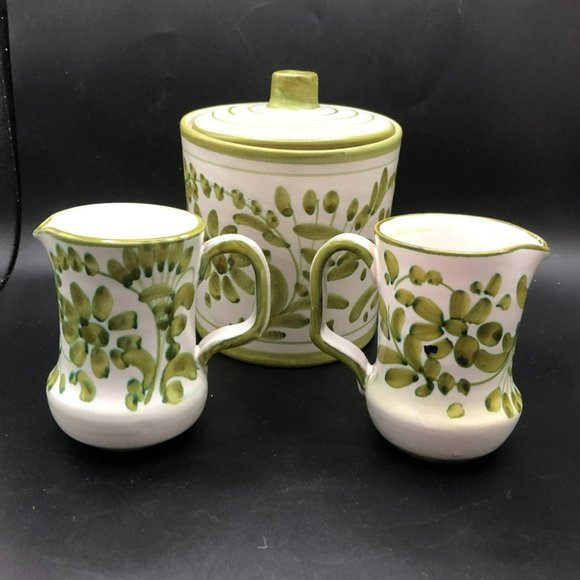 4 Piece Holt Howard HH Italy Painted Ceramic Pottery Set Choc Pots & Biscuit Bar - Picture 1 of 8